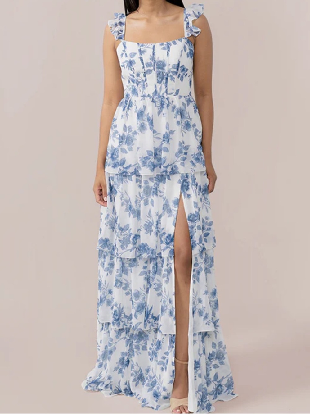 Revelry Poppy Chiffon Floral Dress in Dusty Rose